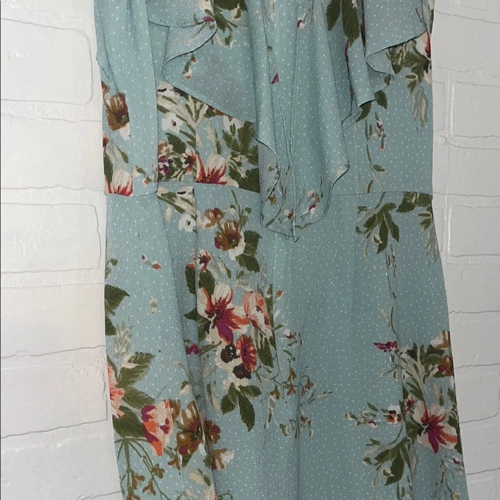 London Times Blue Floral Flutter Sleeves Scoop Neck Fit Flare A-Line Dress 12 - Picture 6 of 8